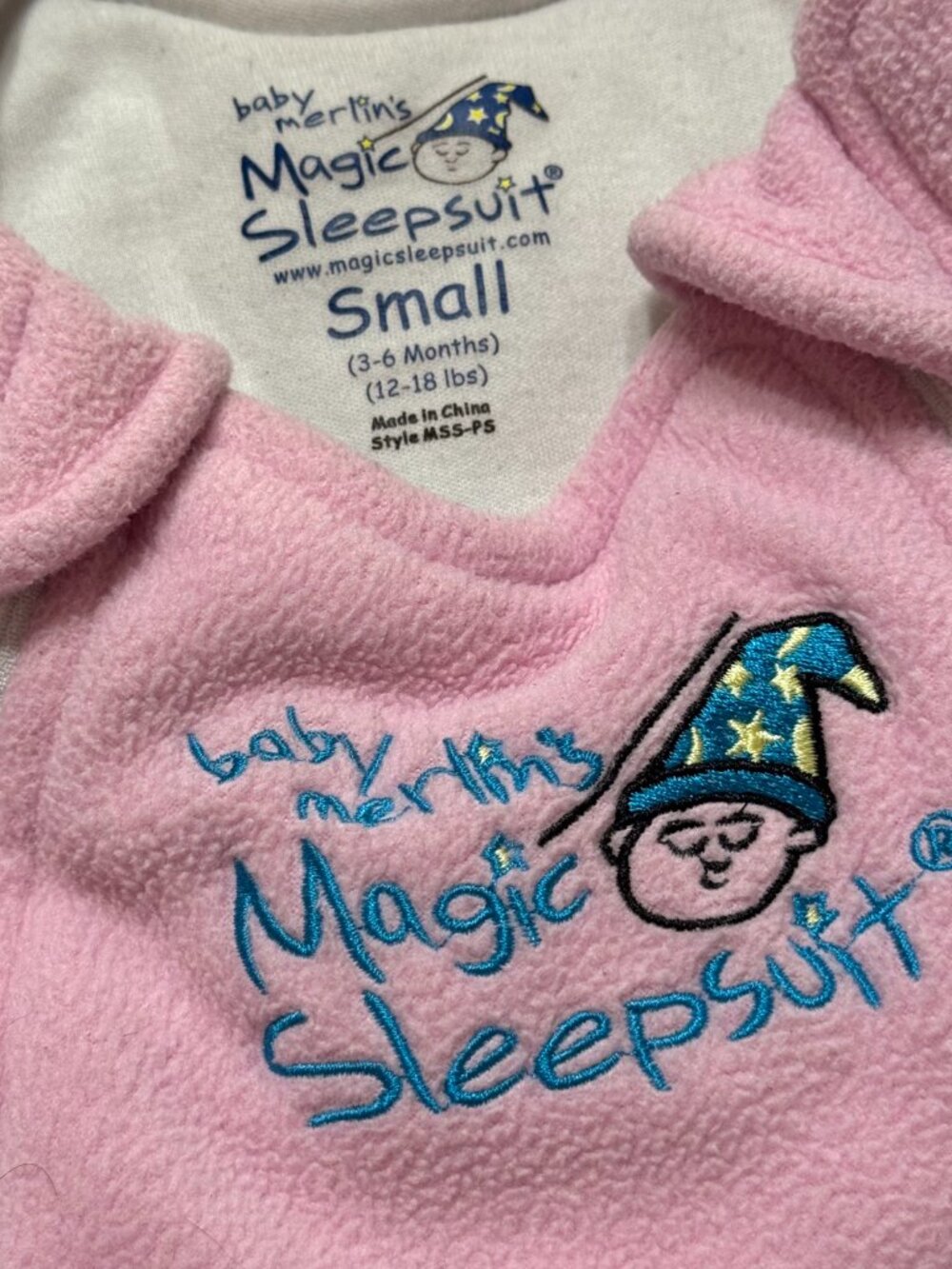 Baby Merlin's Magic Sleepsuit Baby Sz 3-6M Small Pink Fleece - Picture 3 of 8